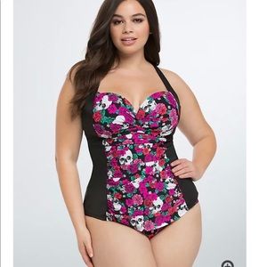 Torrid Skull Roses Swimsuit 1 XL